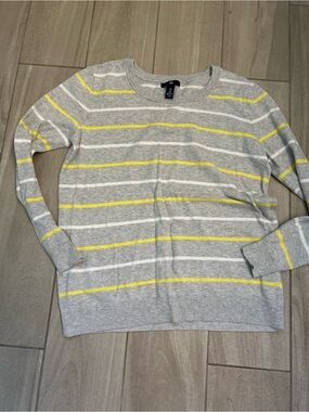 GAP Gray Sweater with Yellow & White Stripes